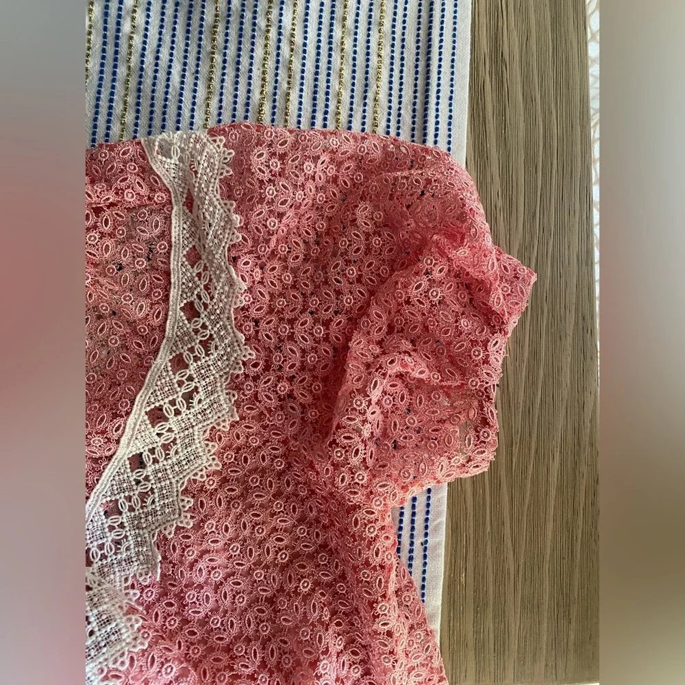 Sandro Lace Dress Pink Short Sleeve Size 36 FR - Picture 8 of 16